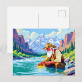 Opa zwaait naar goud bij Yukon River Feestdagenkaart (Voorkant / Achterkant)