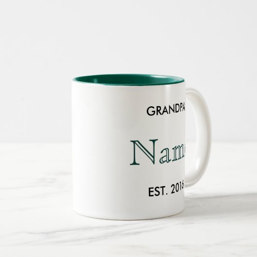 Opa Zwangerschap Aankondiging Mok! Tweekleurige Koffiemok (Voorkant rechts)