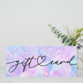 opaal achtergrond nepschitterende cadeaubon (Staand voorkant)
