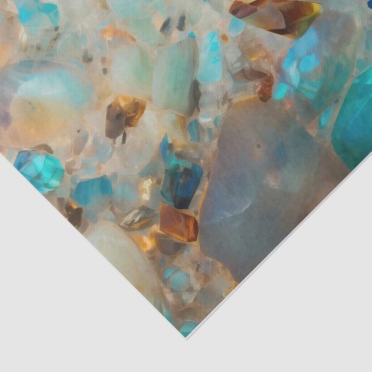 Opaal  Blauw Aqua Gem Stone Tissuepapier (Detail)