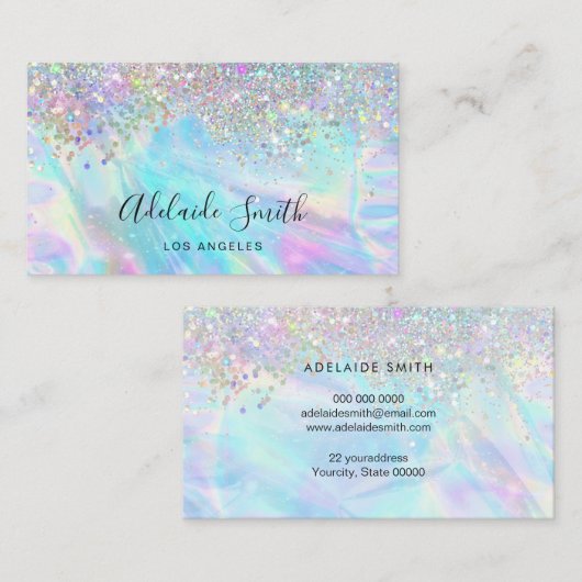 Opaal edelsteen en faux glitter visitekaartje (Voorkant / Achterkant)