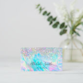 Opaal edelsteen en faux glitter visitekaartje (Staand voorkant)