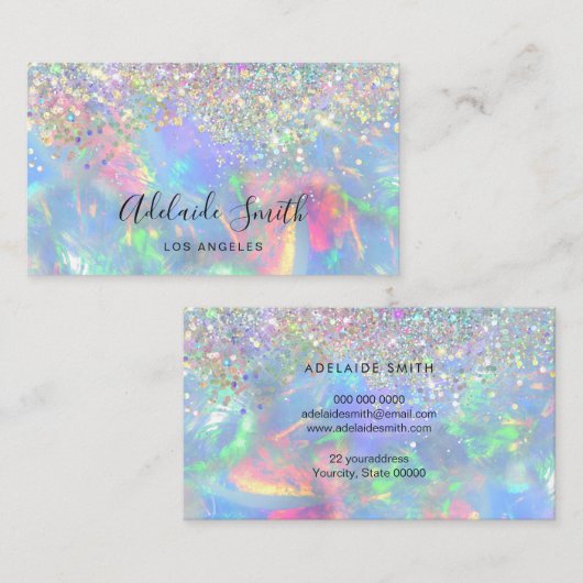 Opaal edelsteen faux glitter visitekaartje (Voorkant / Achterkant)