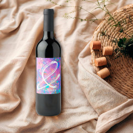 Opaal en goud gedurfde minimalistische moderne bru wijn etiket