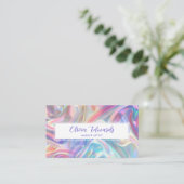 Opaal iriserend script Violet QR-code Visitekaartje (Staand voorkant)