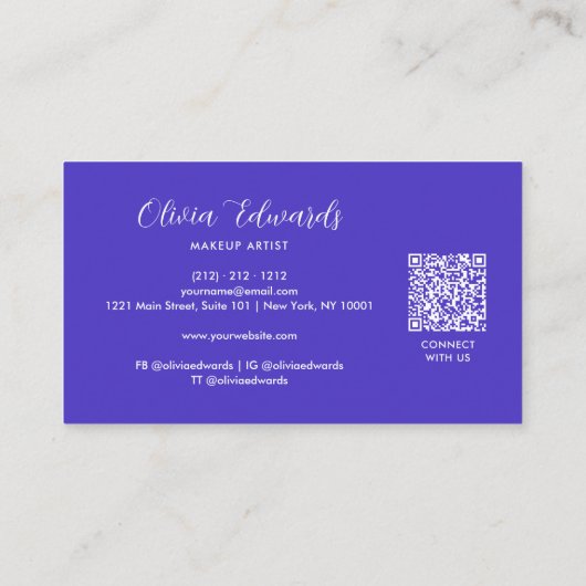 Opaal iriserend script Violet QR-code Visitekaartje (Achterkant)