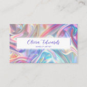 Opaal iriserend script Violet QR-code Visitekaartje (Voorkant)