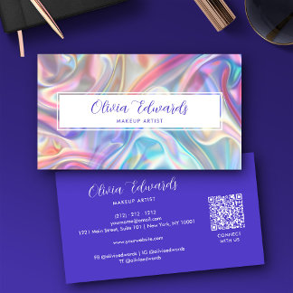 Opaal iriserend script Violet QR-code Visitekaartje