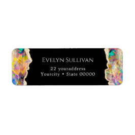 Opaal ontwerp op zwart retouradres label