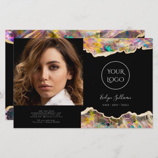 Opaal ontwerp op zwarte bifold brochure (Voorkant / Achterkant)