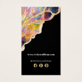 Opaal ontwerp op zwarte bijsluiter visitekaartje (Achterkant)