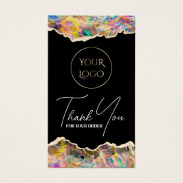 Opaal ontwerp op zwarte bijsluiter visitekaartje