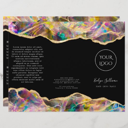 Opaal ontwerp op zwarte brochure (Voorkant / Achterkant)