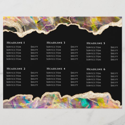 Opaal ontwerp op zwarte brochure (Achterkant)