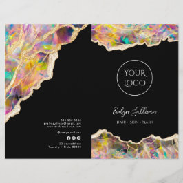 Opaal ontwerp op zwarte diensten menubrochure