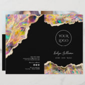 Opaal ontwerp op zwarte diensten menubrochure (Voorkant / Achterkant)