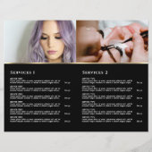 Opaal ontwerp op zwarte diensten menubrochure (Achterkant)