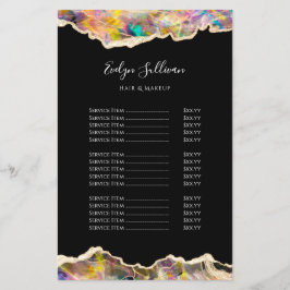 Opaal ontwerp op zwarte prijslijst flyer