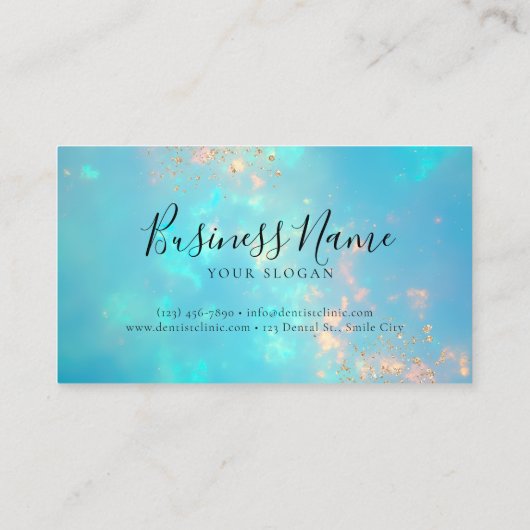 Opaal turquoise iriserend Visitekaartje (Achterkant)