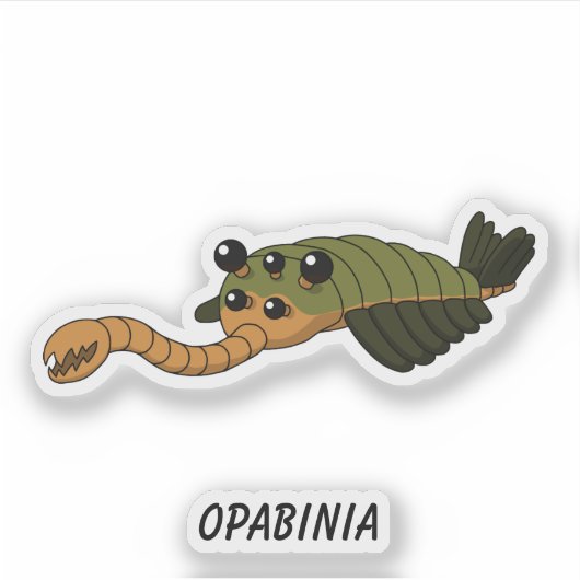Opabinia- Prehistorisch Zee Creature Vinyl Sticker (Voorkant)