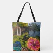 Opaeka'a Herfsten, Kauai Hawaiian Collage Beach Ba Tote Bag (Achterkant)