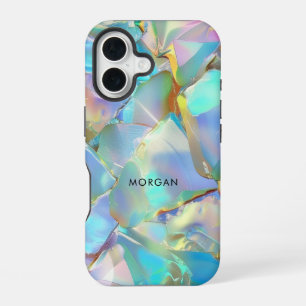 Opal achtergrond & zwarte naam iPhone 16 hoesje