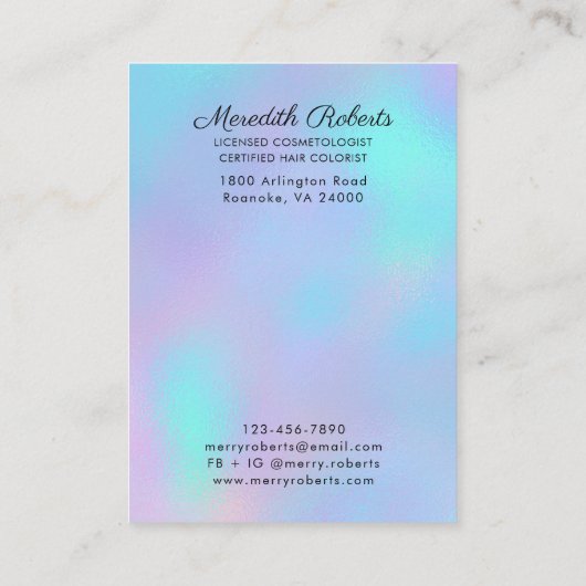 Opal Black Monogram Stylist Hair Clips Display Visitekaartje (Achterkant)