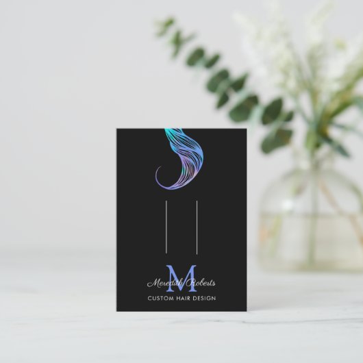Opal Black Monogram Stylist Hair Clips Display Visitekaartje (Staand voorkant)
