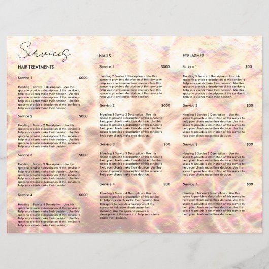 Opal Brochure Elegant Roos Gouden Prijslijst (Achterkant)