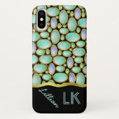 Opal Brooch Chain Monogram Patroon Case-Mate iPhone Case (Achterkant)