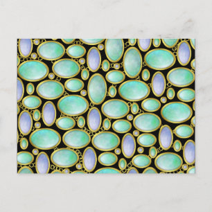 Opal Brooch Gem Gemstone Turquoise Pattern Briefkaart