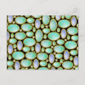 Opal Brooch Gem Gemstone Turquoise Pattern Briefkaart (Voorkant)