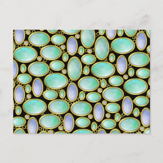 Opal Brooch Gem Gemstone Turquoise Pattern Briefkaart (Voorkant)