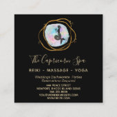 *~* Opal Capricorn Goddess Mermaid Gold Geometric Vierkante Visitekaartje (Achterkant)