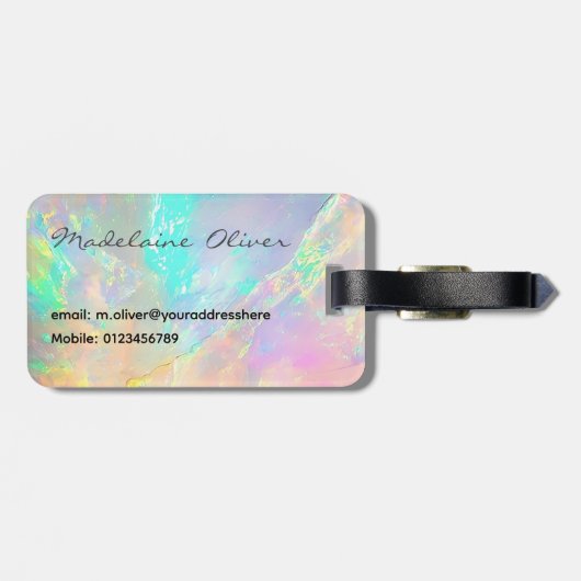 Opal Color Professioneel Modern Bagagelabel (Achterkant horizontaal)