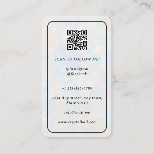 Opal Crystal Ball Psychische Medium QR-code Visitekaartje (Achterkant)