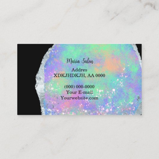 Opal Crystal Gemstone Visitekaartje (Achterkant)