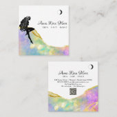 *~* Opal Crystal Woman Gold Glutter QR Vierkante Visitekaartje (Voorkant / Achterkant)
