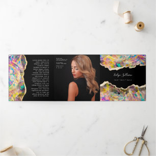 Opal Design on Black Trifold Brochure Drieluik Kaart