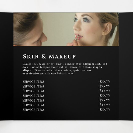 Opal Design on Black Trifold Brochure Drieluik Kaart (Binnenkant midden)