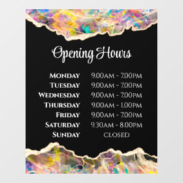 Opal Design op Zwarte Openingstijden Ramensticker Raamsticker