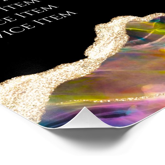 Opal Design op zwarte prijslijst Glossy Perfect Poster (Hoek)