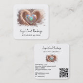 *~* Opal Dubbel Hart QR Engel Vleugels AP78 WIT Vierkante Visitekaartje (Voorkant / Achterkant)