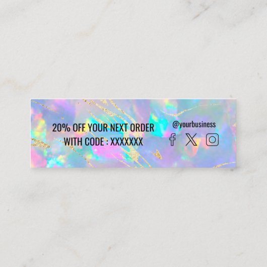 opal edelsteen Dank u mini visitekaartje (Achterkant)