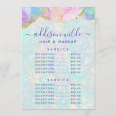 Opal edelsteen pastel bedrijfs prijslijst menu (Achterkant)