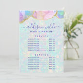 Opal edelsteen pastel bedrijfs prijslijst menu (Staand voorkant)