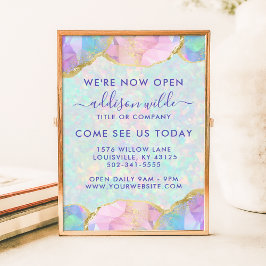 Opal edelsteen pastel bedrijfsopening poster