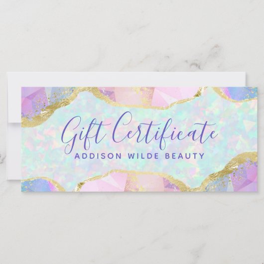 Opal Edelsteen Pastel Iridescente Cadeaubon (Voorkant)
