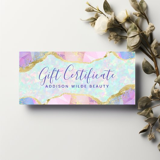 Opal edelsteen pastel iriserende cadeaubon