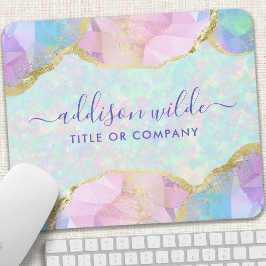 Opal edelsteen pastel iriserende salonbedrijf muismat
